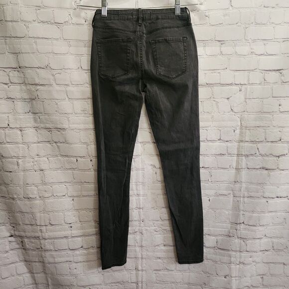 Bullhead Denim Co Jeans Womens 24 Moto Grey Rocker Mid-Rise Skinny - Picture 2 of 11
